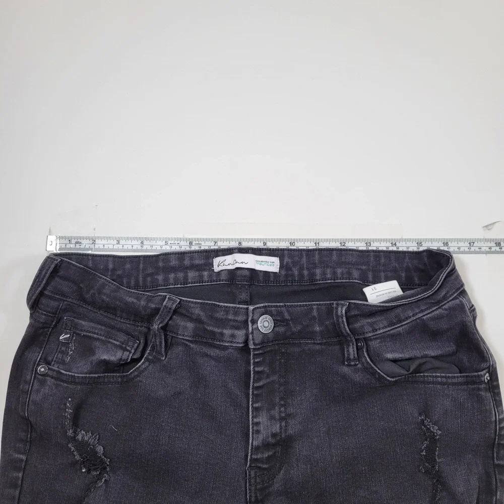 KanCan Women's Jeans Distressed Raw Hem Size 31 Black‎